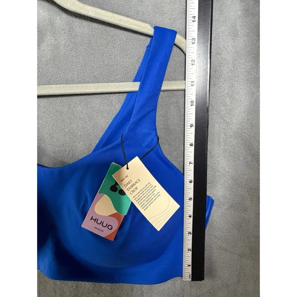 New HUUG XXL Double Plunge Wireless Bra Orient Blue NWT Comfort Stretch Colorful